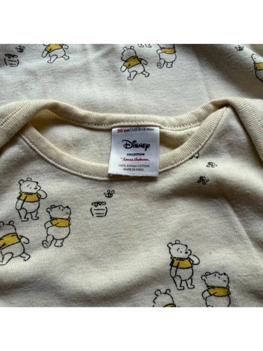 Hanna Andersson Disney Infant 0-3 Months Beige Supima Cotton Pooh Sleep Gown